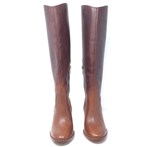 New Vince Camuto Leila Brown Leather Block Heel Knee High Boots Women’s 6M - Picture 3 of 12
